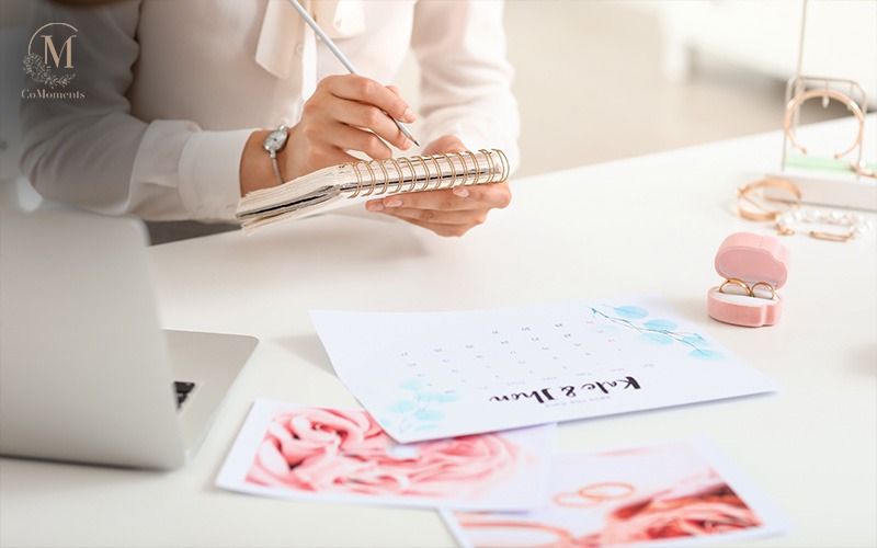 A wedding planner checking details