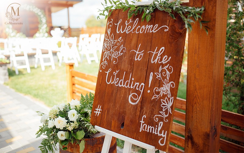 Signs at a wedding venue